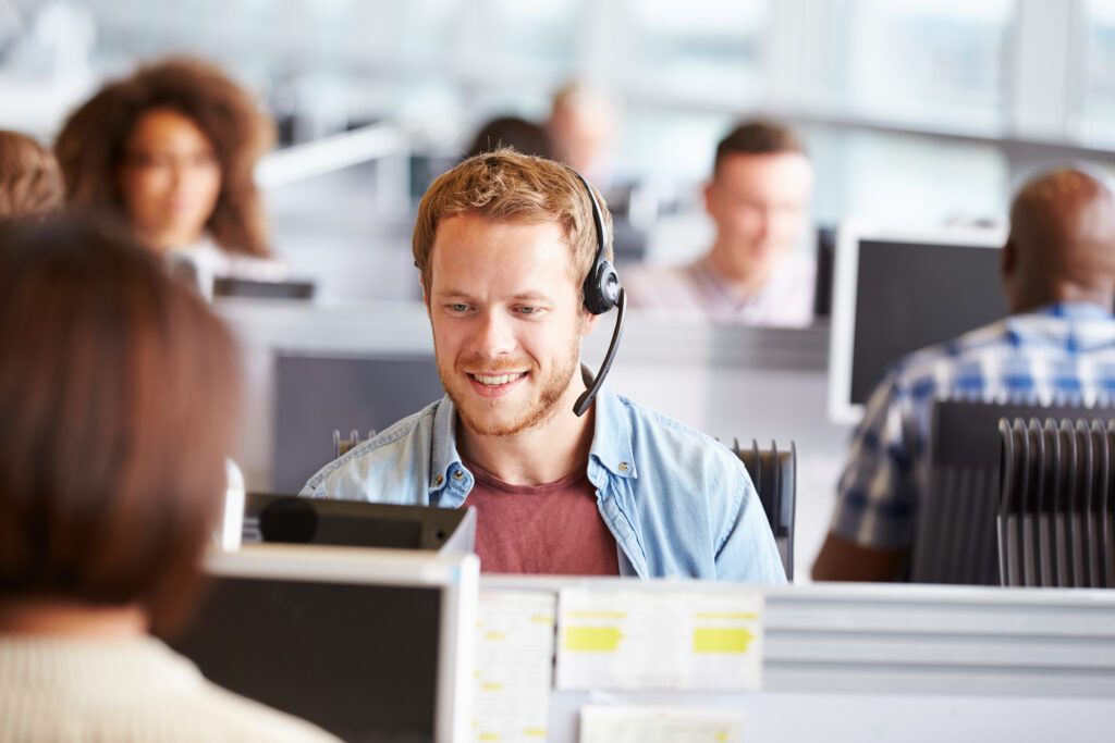 call centre operative with headset